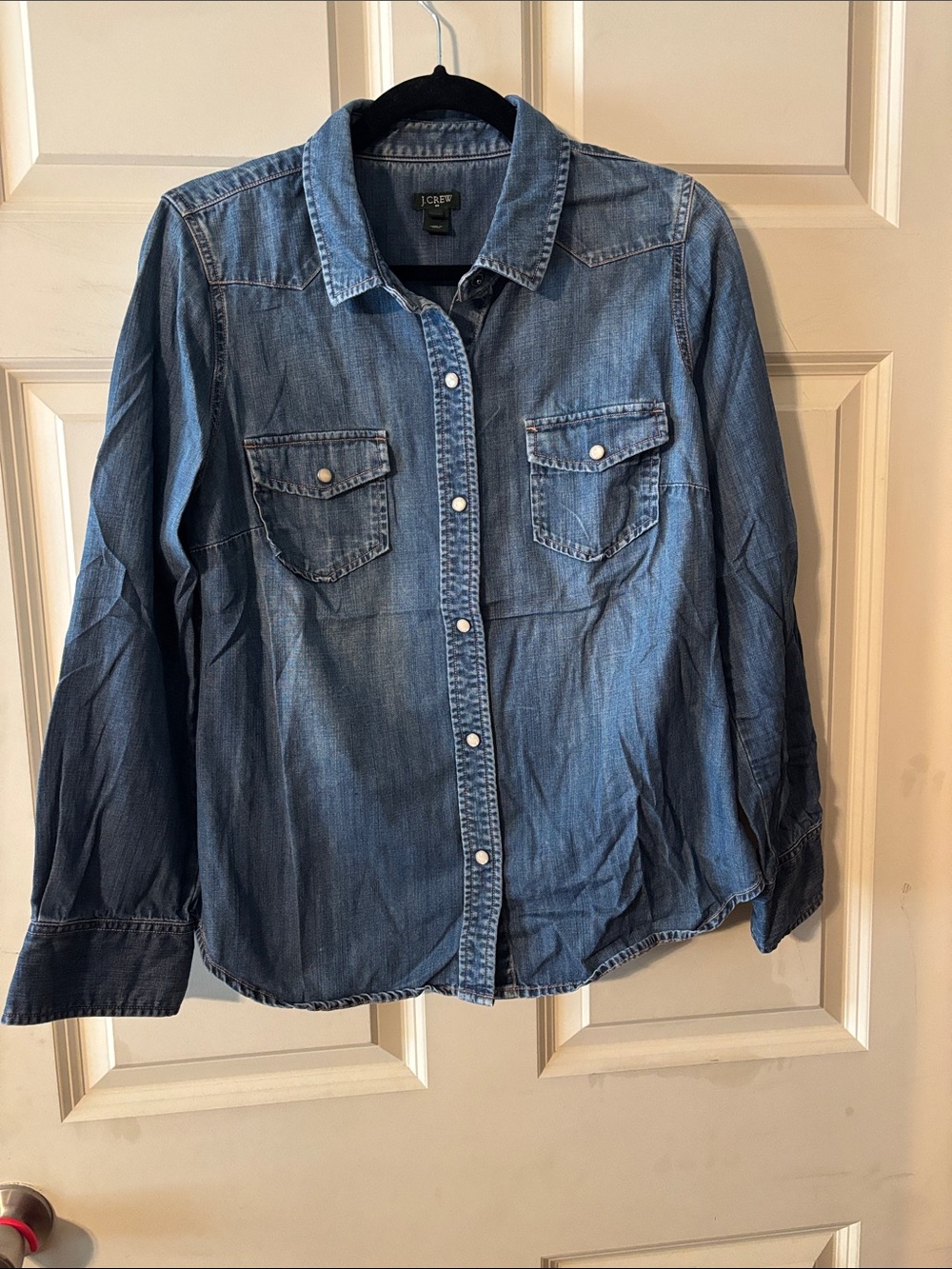 J Crew Denim Button Up with Pearl Buttons